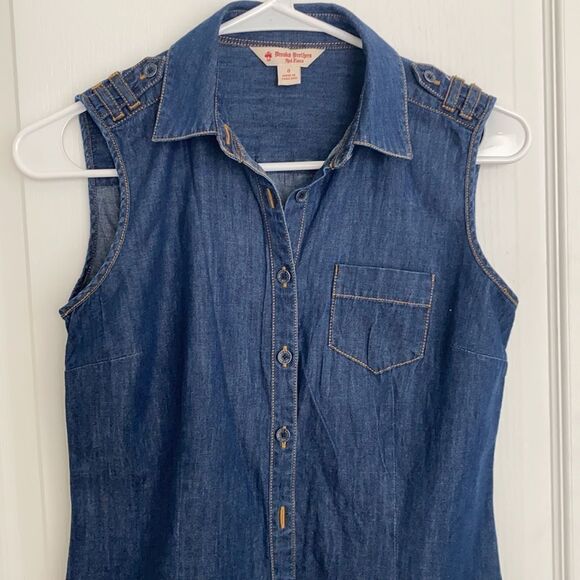 Brooks Brothers Sleeveless Denim Top Sz 0 - Picture 8 of 8